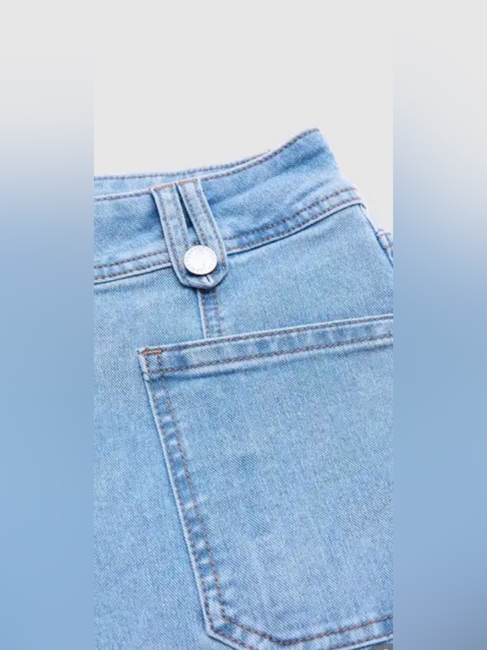 Flamingals Wash Asymmetrical Stitch Detail Mid Waist Straight Leg Jeans - Picture 8 of 14